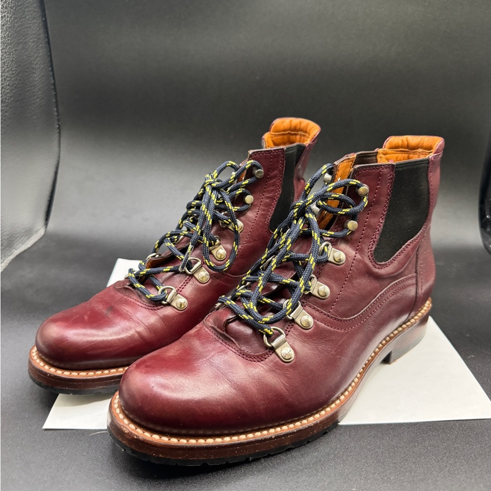 Ariat Red and Black Leather Boots with Rugged Design